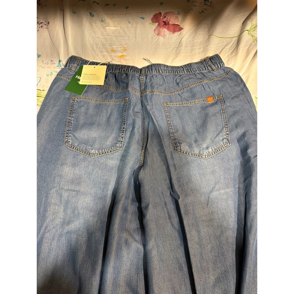 HALARA Wide Leg Denim-Blue Drawstring Pants - Picture 9 of 11